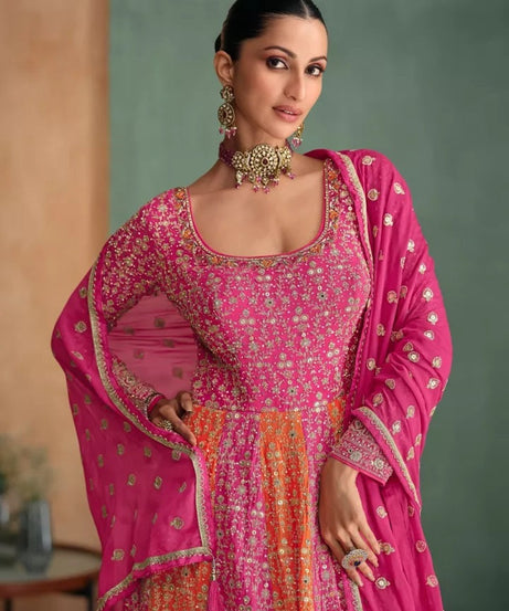 Traditional Pakistani Heavy Georgette Free Size Stitched Top Bottom Dupatta