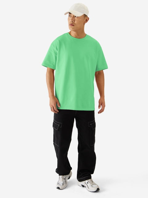 Solids Spring Bud Green Oversized T-Shirts