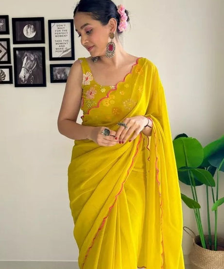 Soft Georgette Silk Saree With Blouse