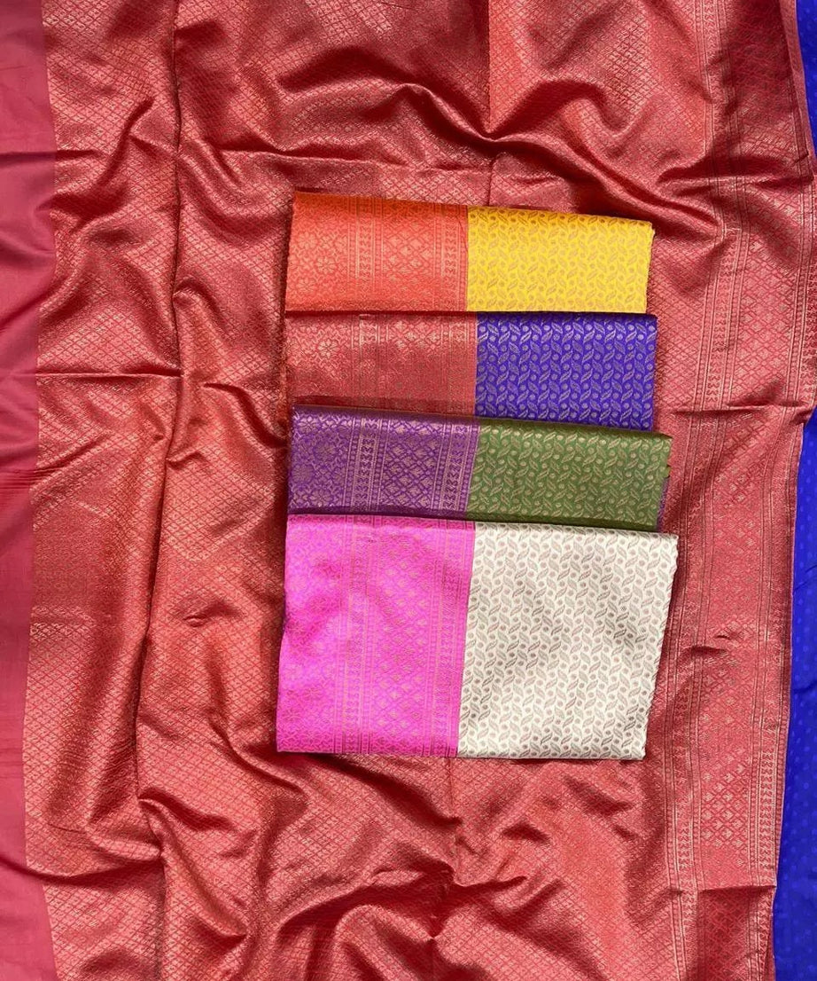 Soft Lichi Silk & Jacquard Work Saree With Blouse