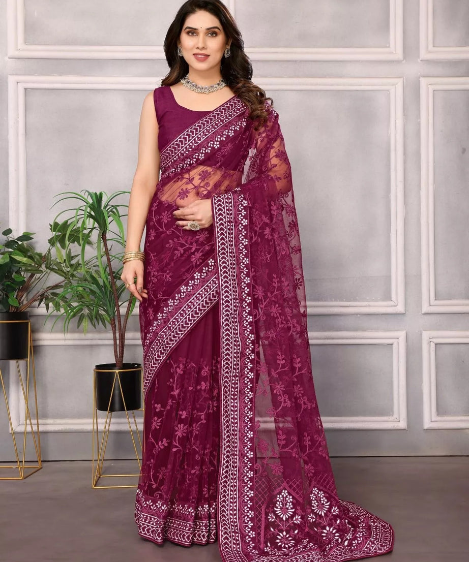 Heavy Soft Net Designer Ethnic Saree,Party Wedding Classic Sari & Blouse