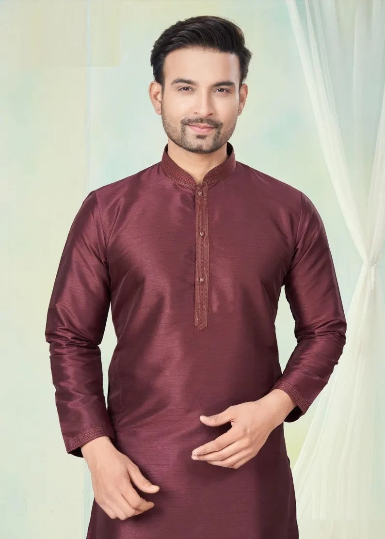 Pure Silk Kurta Pajama For Men's