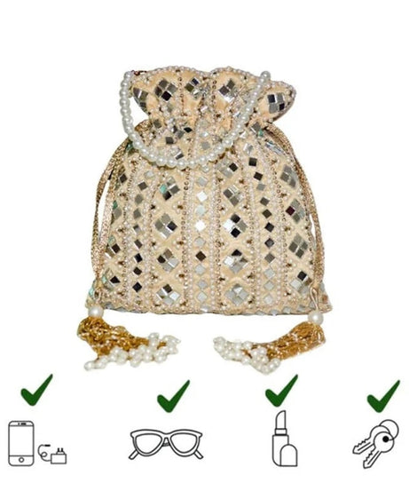Designer Heavy Mirror Work Potli Bag