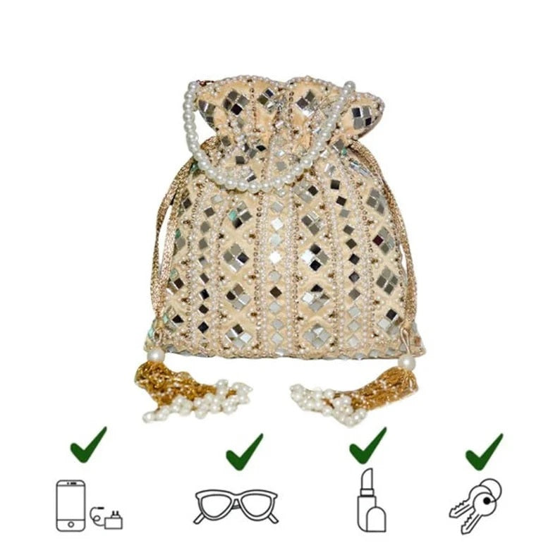 Designer Heavy Mirror Work Potli Bag