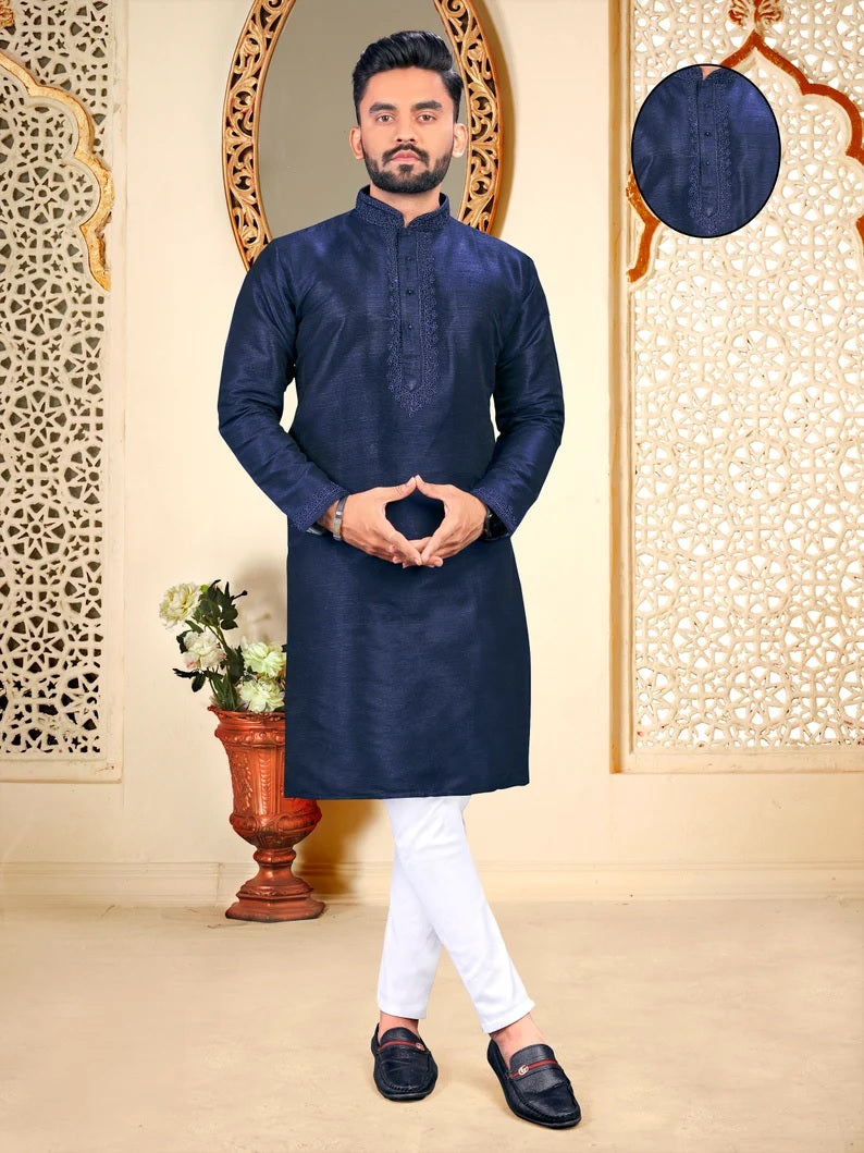 Malbari With Embroidery Work kurta Polo pant Set