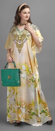 Ladies Long Kaftan Maxi Style Dresses for Women in Regular to Free Size Cover up