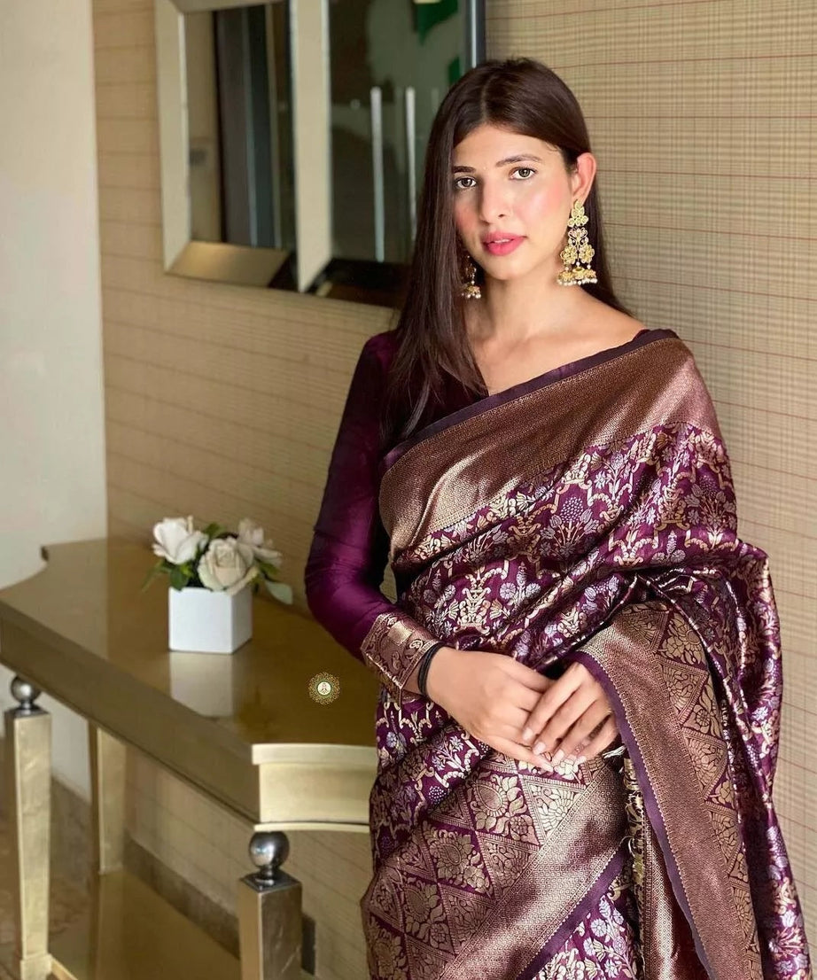 Designer Banarasi Soft Silk Saree & Blouse