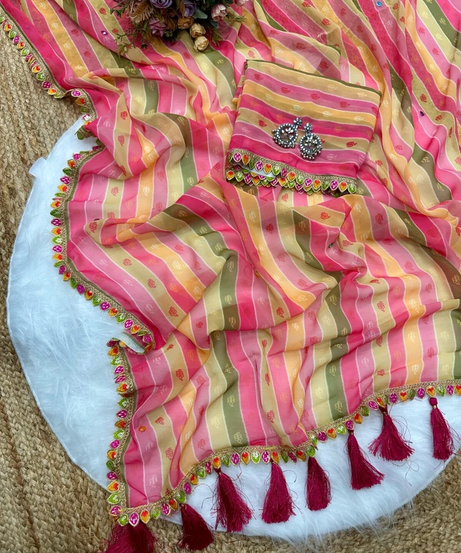 Original Smooth Georgette Party Wear Saree With Blouse 11-GP