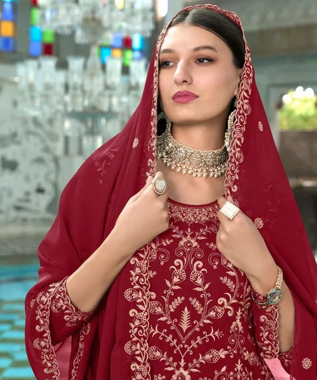 Georgette With Heavy Embroidery Work kurti Pant Set