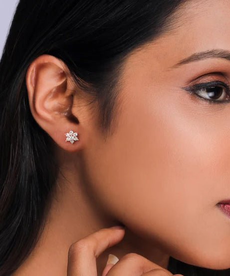 Rose Gold Shining Flower Studs