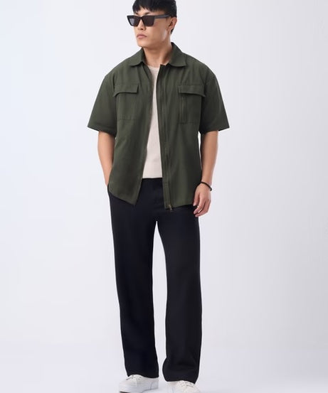 Zipper Shirt Desert Sage Oversized Shirts