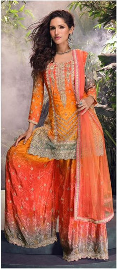 Heavy Chinon With Multi Digital Print Wedding Wear Top Bottom With Dupatta