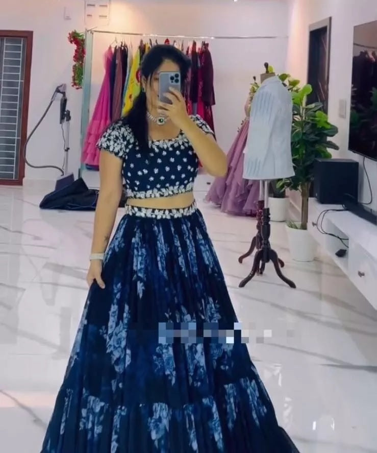 Georgette With Designer Printed Work Lehenga  Blouse Dupatta