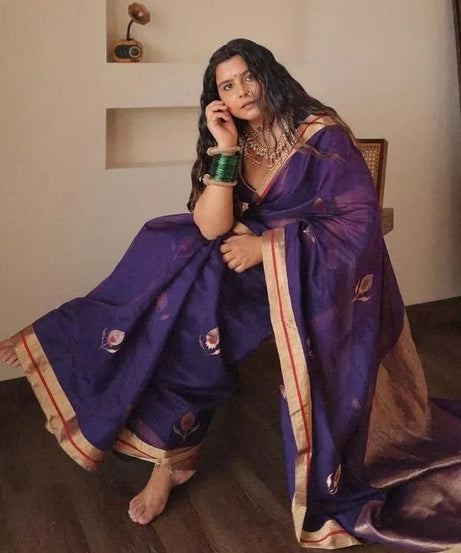 Soft Lichi Silk Rich Pallu Jacquard Work Saree With Blouse