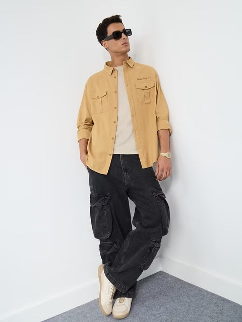 Utility Tan Cotton Linen Shirts