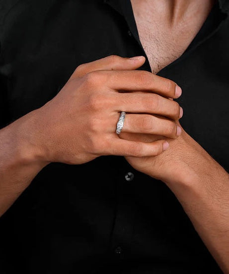 Silver Classic Zircon Ring For Him