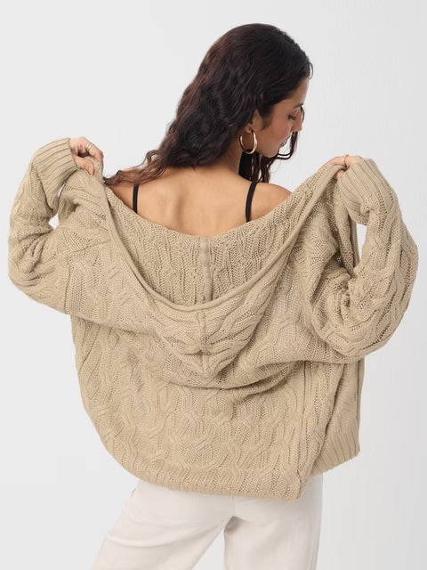 Beige Biscuit Women Oversized Sweaters
