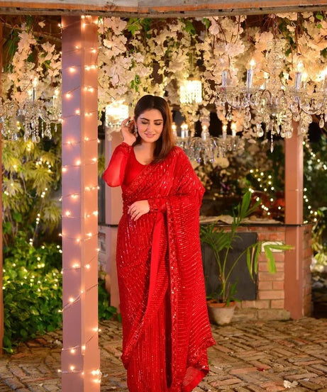 Traditional Classic Party Wear Georgette Saree, Wedding Ethnic Sari & Blouse