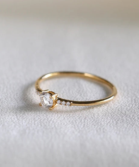 Round Cut Sterling Silver Engagement Ring