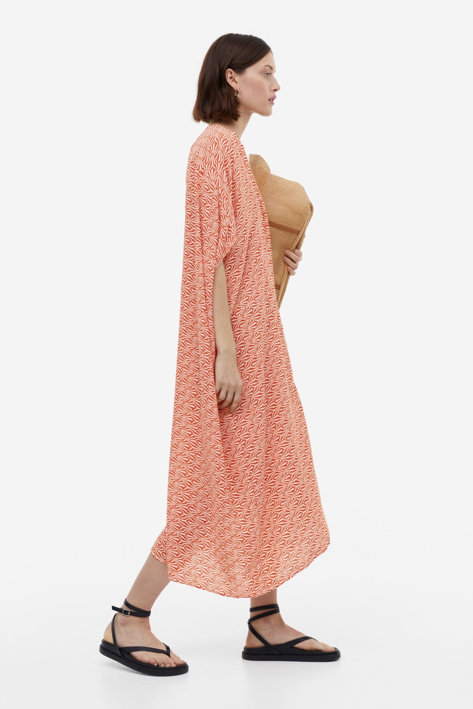 Soft Cotton Blend Printed Long Kaftan For Women's