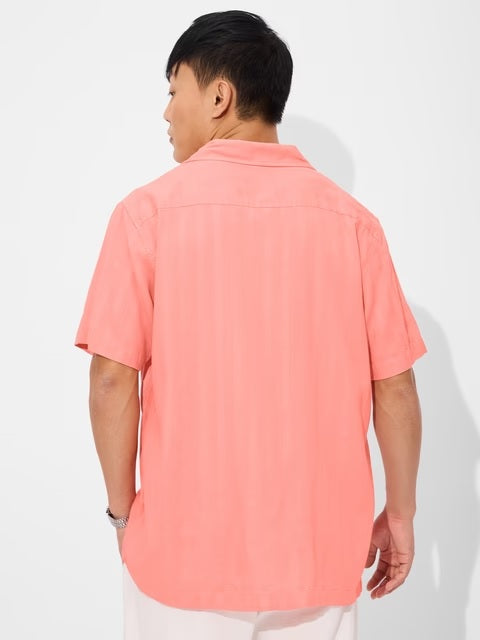 Solids Coral Men Textured Shirts