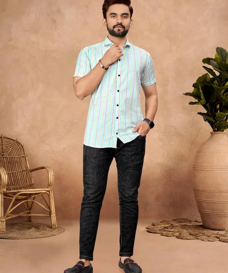 Pure Cotton Bubble Pattern Men's Shirt