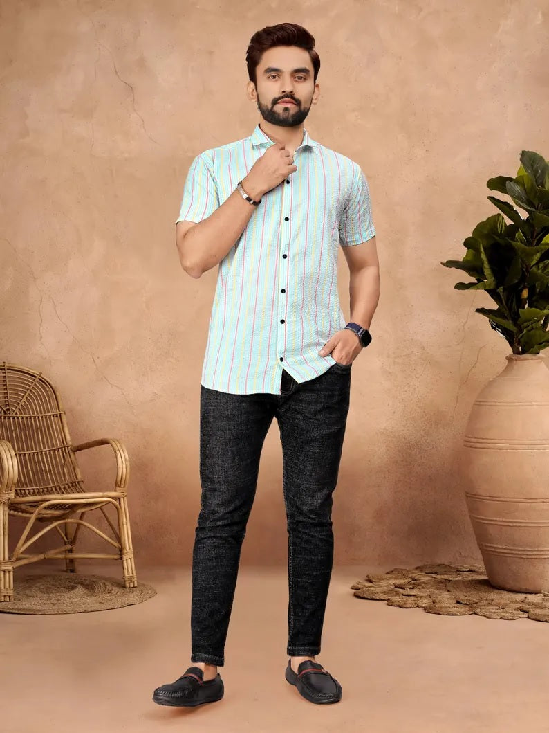 Pure Cotton Bubble Pattern Men's Shirt