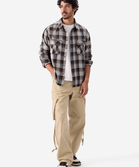 Checks Brown & Beige Men Utility Shirts