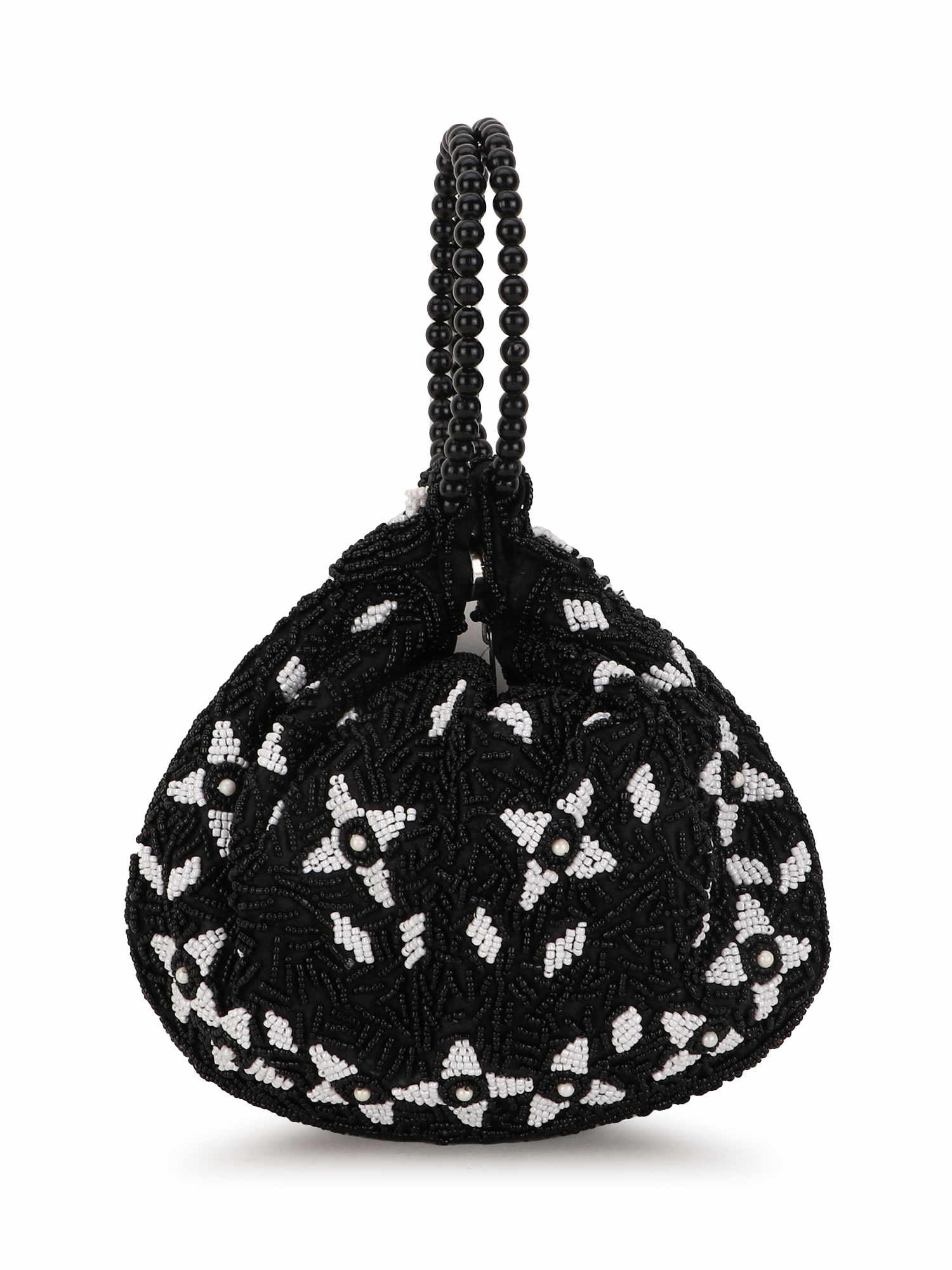 Dangle Abstract Embellished Faux Silk Potli Bag