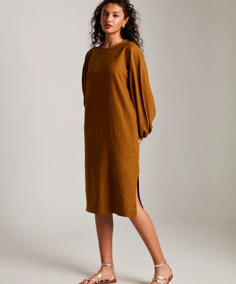 Co-Linen Balloon Sleeves Dress