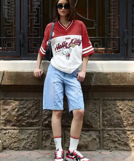 Hello Kitty Varsity Women Oversized T-Shirt