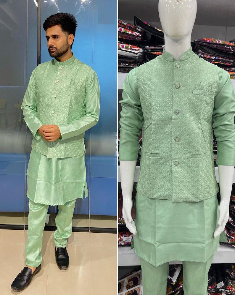 Heavy Banglori Silk Koti Ready to Wear Set For Men's