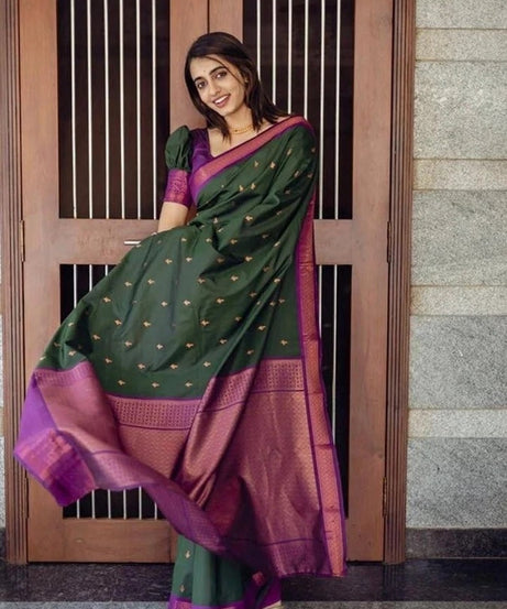 Banarasi Soft Silk Wedding Saree With Jacquard Border Blouse fancy Saree11-KT