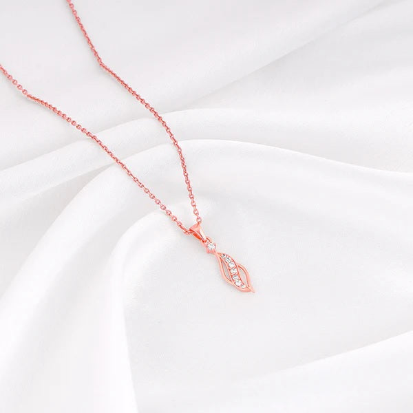Rose Gold Leaflet Pendant With Link Chain