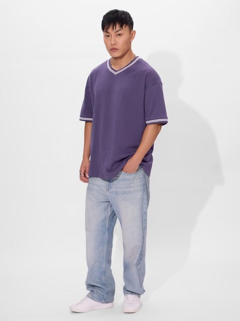 Solids Deep Violet Oversized T-Shirts