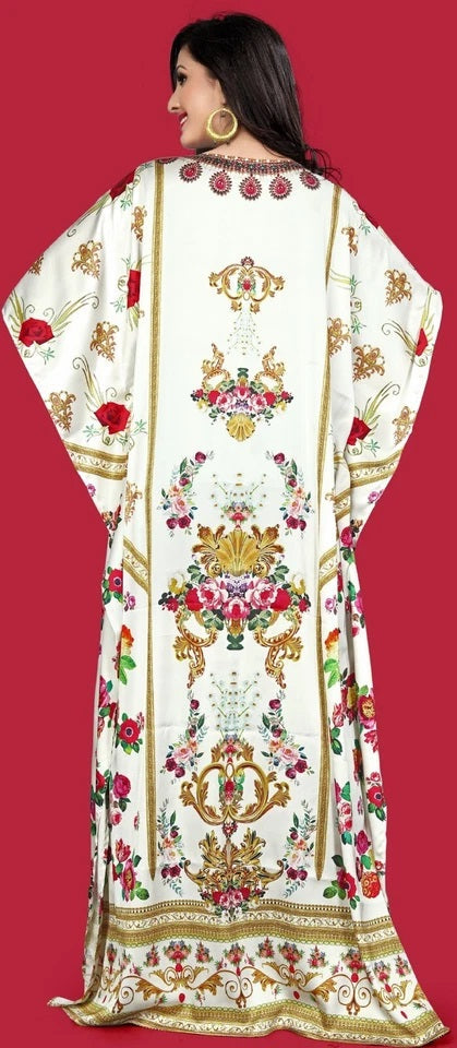 Women's Plus Size Moroccan Print Kaftan Loose Fit Beach Dress