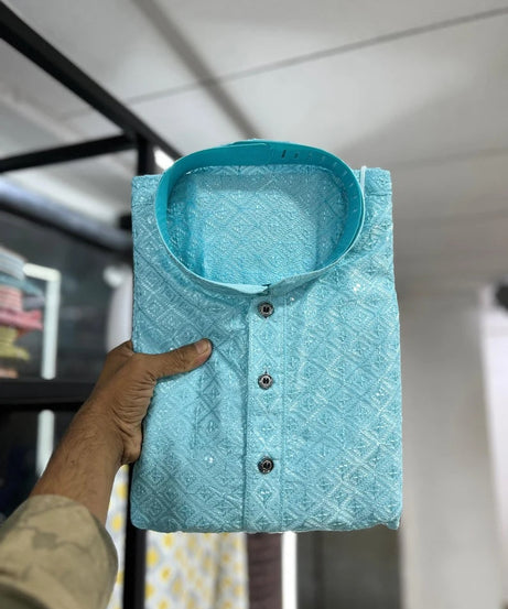 Cotton Rayon Kurta Pajama Set For Men's