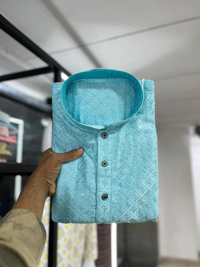 Cotton Rayon Kurta Pajama Set For Men's