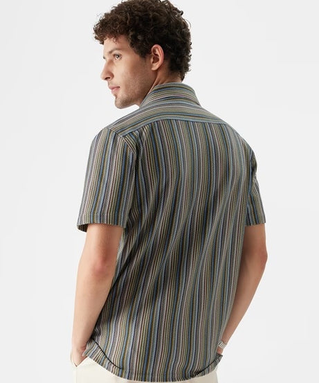 Stripes Neon Palette Men Textured Shirts