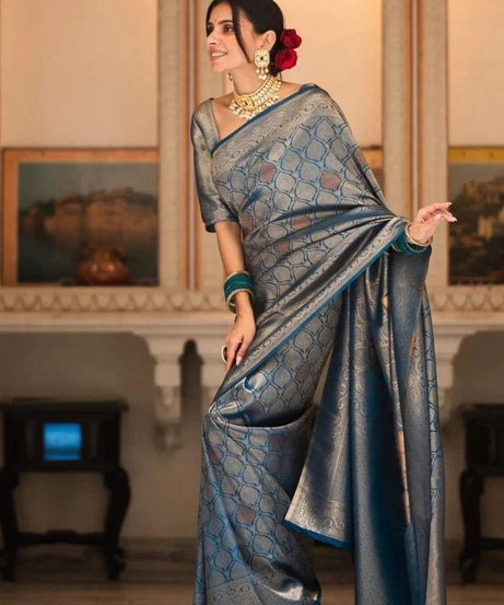 Banarasi Soft Silk Wedding Party Wear Saree,Ethnic Classic Sari With Blouse