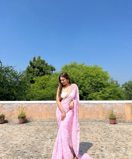 Georgette Beautiful Wedding Party Wear Saree & Blouse 11-JR