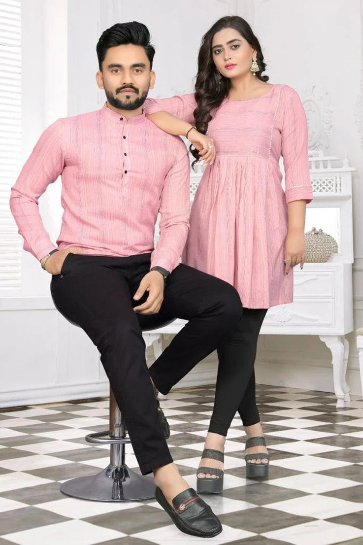 Premium Linen Cotton Fabric Couple Combo Set