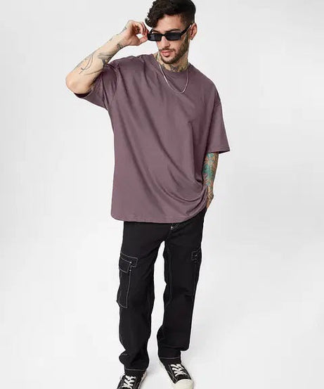 Solids Pale Purple Oversized T-Shirts