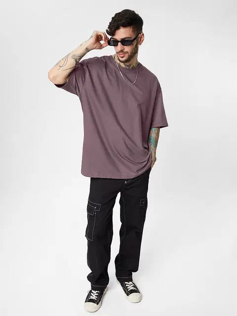 Solids Pale Purple Oversized T-Shirts