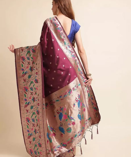 Pure Soft Kanchivaram Pethani Silk Saree With Blouse