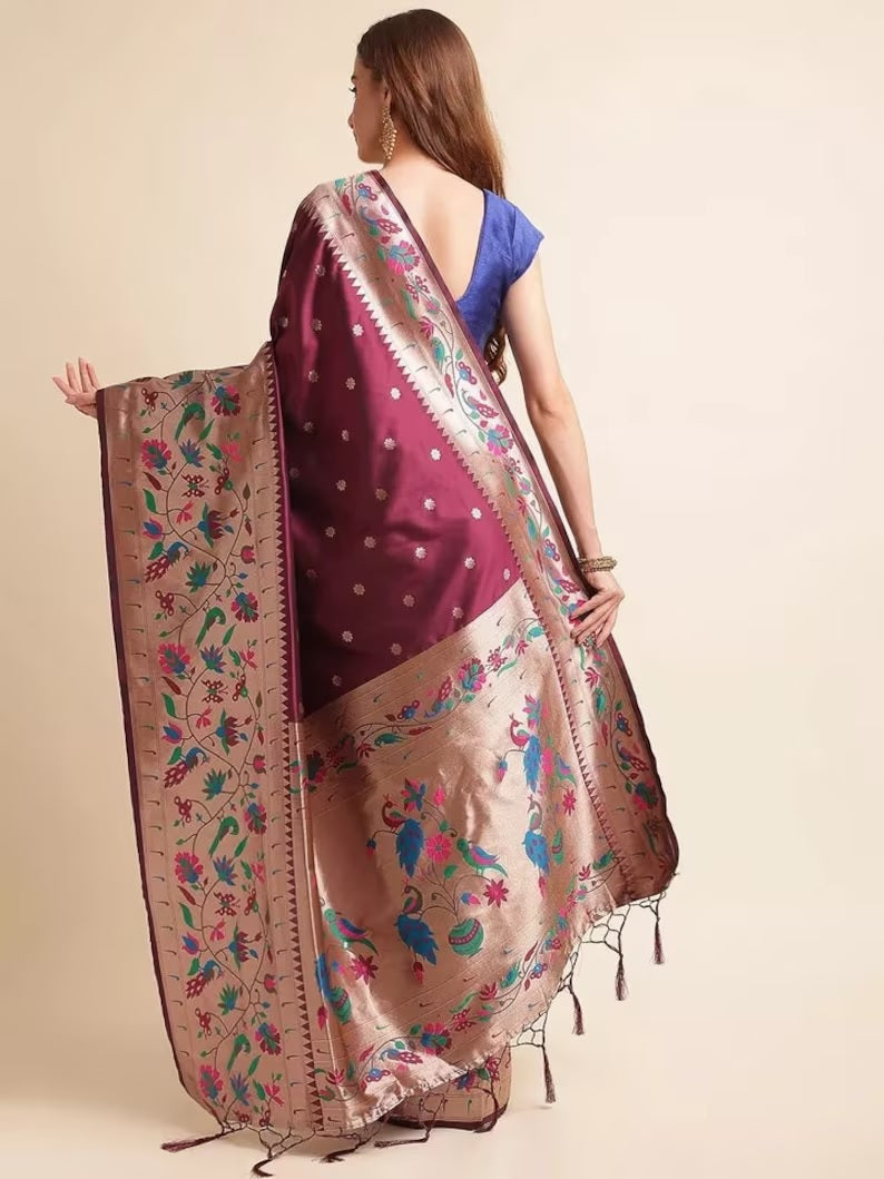 Pure Soft Kanchivaram Pethani Silk Saree With Blouse