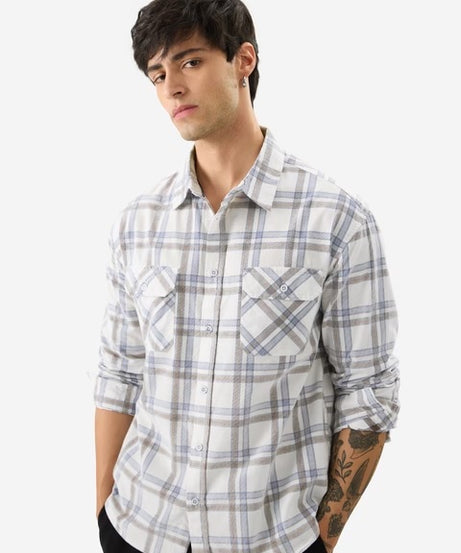 Plaid Glacier Men Textured Shirts