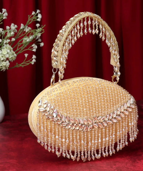 Tassel Embellished Velvet Clutch