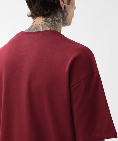 Solids Deep Red Oversized T-Shirts