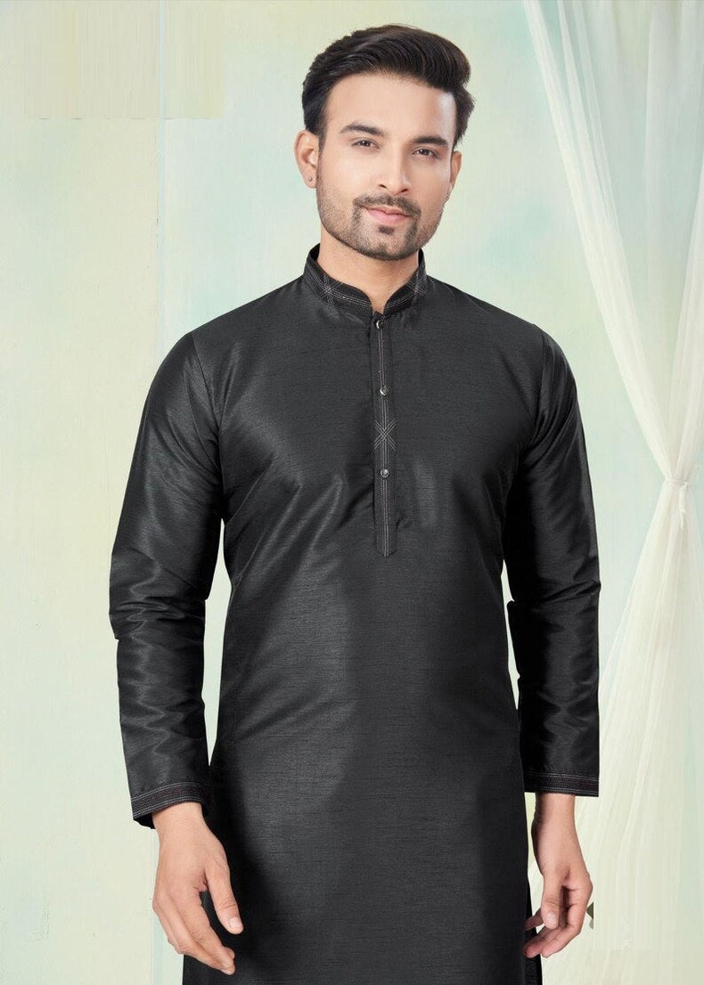 Pure Silk With Pintex Work Men's Kurta Pajama